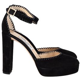 Jimmy Choo Daphné 120 Escarpins Plateforme en Daim Noir Noir