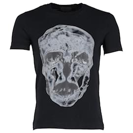 Alexander Mcqueen-T-shirt Alexander McQueen con stampa teschio in cotone Nero-Nero