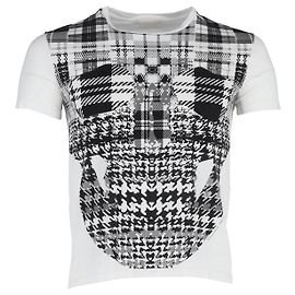 Camiseta con estampado de calavera de Alexander McQueen en algodón blanco Blanco