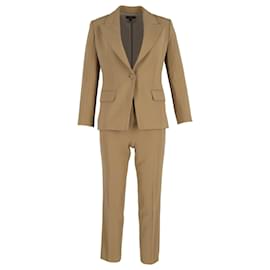 Theory-Theory Blazer and Trousers Suit Set in Beige Cotton-Brown,Beige