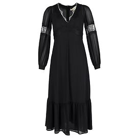 Abito midi Michael Michael Kors bordato in pizzo in seta nera Nero