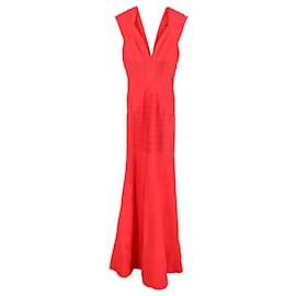 Herve Leger-Herve Leger Kleid mit tiefem Ausschnitt aus roter Wolle-Rot