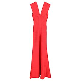 Herve Leger-Herve Leger Kleid mit tiefem Ausschnitt aus roter Wolle-Rot