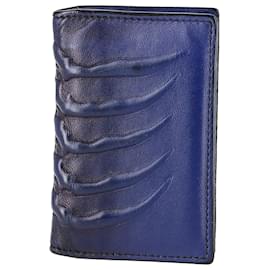 Alexander Mcqueen-Alexander McQueen Rib Cage Bifold Card Holder in Blue Leather-Blue