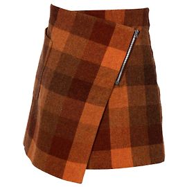 Acne Studios Checked Wrap Skirt in Brown Wool Brown