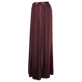 Ulla Johnson-Ulla Johnson Rami Pleated Midi Skirt in Burgundy Polyester-Dark red