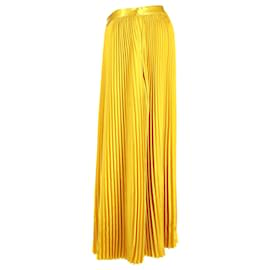 Ulla Johnson-Ulla Johnson Rami Pleated Midi Skirt in Yellow Gold Polyester-Golden