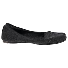 Saint Laurent-Saint Laurent Shimmering Flats in Black Glitter -Black