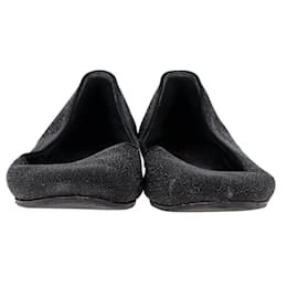 Saint Laurent-Saint Laurent Chaussures plates chatoyantes en paillettes noires-Noir