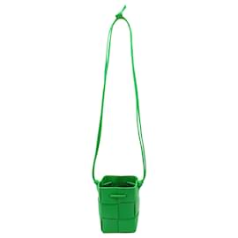 Bottega Veneta-Bottega Veneta Mini Cassette Bucket Bag in Green Leather-Green