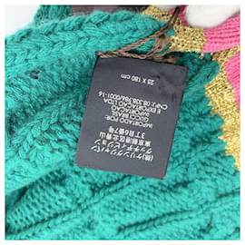 Gucci-Grüner Unisex-Schal aus Wolle und Kaschmir mit Zopfmuster 25 x 180 cm-Grün