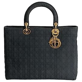 Dior-Christian Dior Lady Dior Grande handbag in black nylon-Black