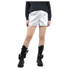 Chanel-Pantalón corto plateado metalizado - talla UK 12-Plata