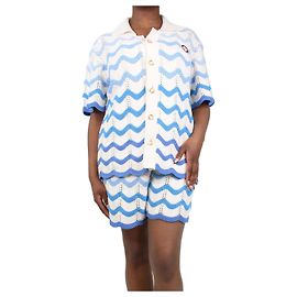 Casablanca Chemise bleue en coton maille ondulée - taille S Bleu
