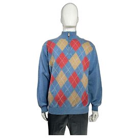 Autre Marque Pull Gran Sasso Losange Mérinos Cachemire et Laine Multicolore