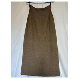 Jil Sander-Jil Sander Pencil Skirt in alpaca wool and cotton-Brown