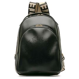 Stella Mc Cartney Schwarzer Rucksack mit perforiertem Logo von Stella McCartney Schwarz