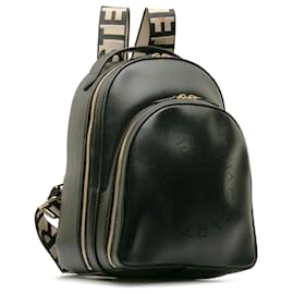Stella Mc Cartney-Stella McCartney Black Perforated Logo Backpack-Black