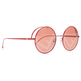 Fendi-Fendi Red Round Tinted Sunglasses-Red