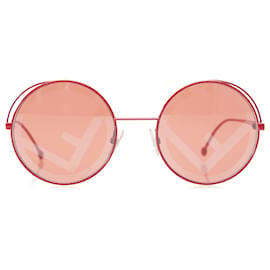 Fendi-Rote runde getönte Sonnenbrille von Fendi-Rot