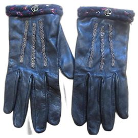 Chanel Lederhandschuhe Anthrazitgrau