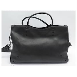Balenciaga-BALENCIAGA BLACKOUT CITY HANDBAG 443514 BLACK LEATHER HAND BAG-Black