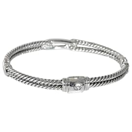 David Yurman-David Yurman Labyrinth Diamond Bracelet in Sterling Silver 0.27 ctw-Silvery,Metallic