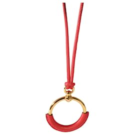 Hermès-Pingente banhado a ouro em couro Hermès Petite Loop-Metálico