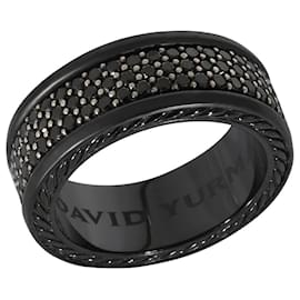 David Yurman-David Yurman Streamline Three Row Black Diamond Ring in Black Titanium 2.62 ctw-Metallic