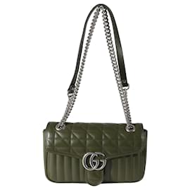 Gucci-Gucci Forest Green Calfskin Aria GG Small Marmont Bag-Green