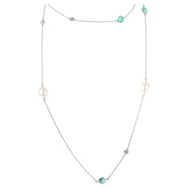 Tiffany & Co-TIFFANY & CO. Elsa Peretti Color by the Yard Sprinkle Necklace in Silver 0.2 ctw-Silvery,Metallic