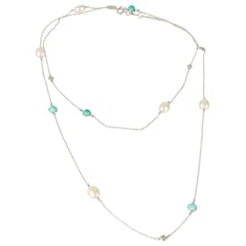 Tiffany & Co-TIFFANY & CO. Elsa Peretti Color by the Yard Sprinkle Necklace in Silver 0.2 ctw-Silvery,Metallic