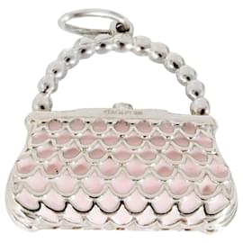 Tiffany & Co-TIFFANY & CO. Diamond & Enamel Handbag Charm in Platinum 04 ctw-Silvery,Metallic
