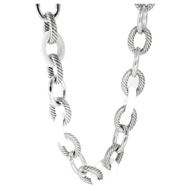 David Yurman-Collar de eslabones ovalados de David Yurman en plata de ley con cerámica-Plata,Metálico