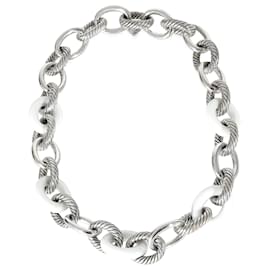 David Yurman-David Yurman Oval Link Necklace in Sterling Silver With Ceramic-Silvery,Metallic