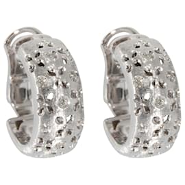 Roberto Coin-Roberto Coin Granada Clip On Hoop Earrings in 18K white gold 3/8 ctw-Silvery,Metallic