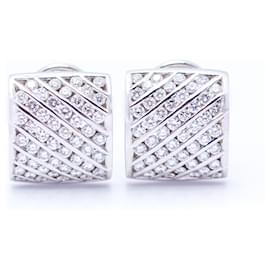 Autre Marque-Pendientes de Oro Blanco con Diamantes-Blanco