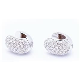 Autre Marque-White Gold and Pavé Diamond Earrings-White