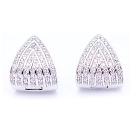 Autre Marque-Gold Earrings with Diamonds-White