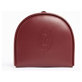 Cartier-cartier 1980 burgundy pocket purse new in box-Dark red