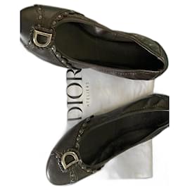 Dior-Bailarinas Dior-Castanho escuro