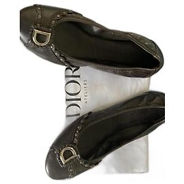 Sapatilhas Dior de couro marrom escuro Castanho escuro