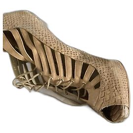 Sandalias de tacón Dior de piel y pitón beige Beige