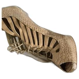 Dior Python and Leather Heeled Sandals Beige Beige