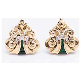 Autre Marque-Vintage-Ohrringe mit Smaragden und Diamanten-Golden