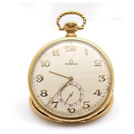 Original OMEGA Taschenuhr in Gold Golden
