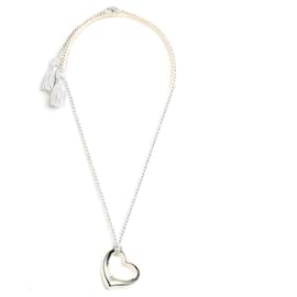 Tiffany & Co-Open Heart Silver Pendant GM by Elsa Peretti-Silvery
