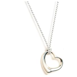 Tiffany & Co-Open Heart Silver Pendant GM by Elsa Peretti-Silvery