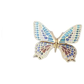Autre Marque-Papillon en Or et Émail. Fonction doublée de broche et de collier-Doré
