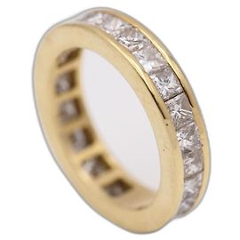 Autre Marque Gold Wedding Ring with Princess Cut Diamonds Golden